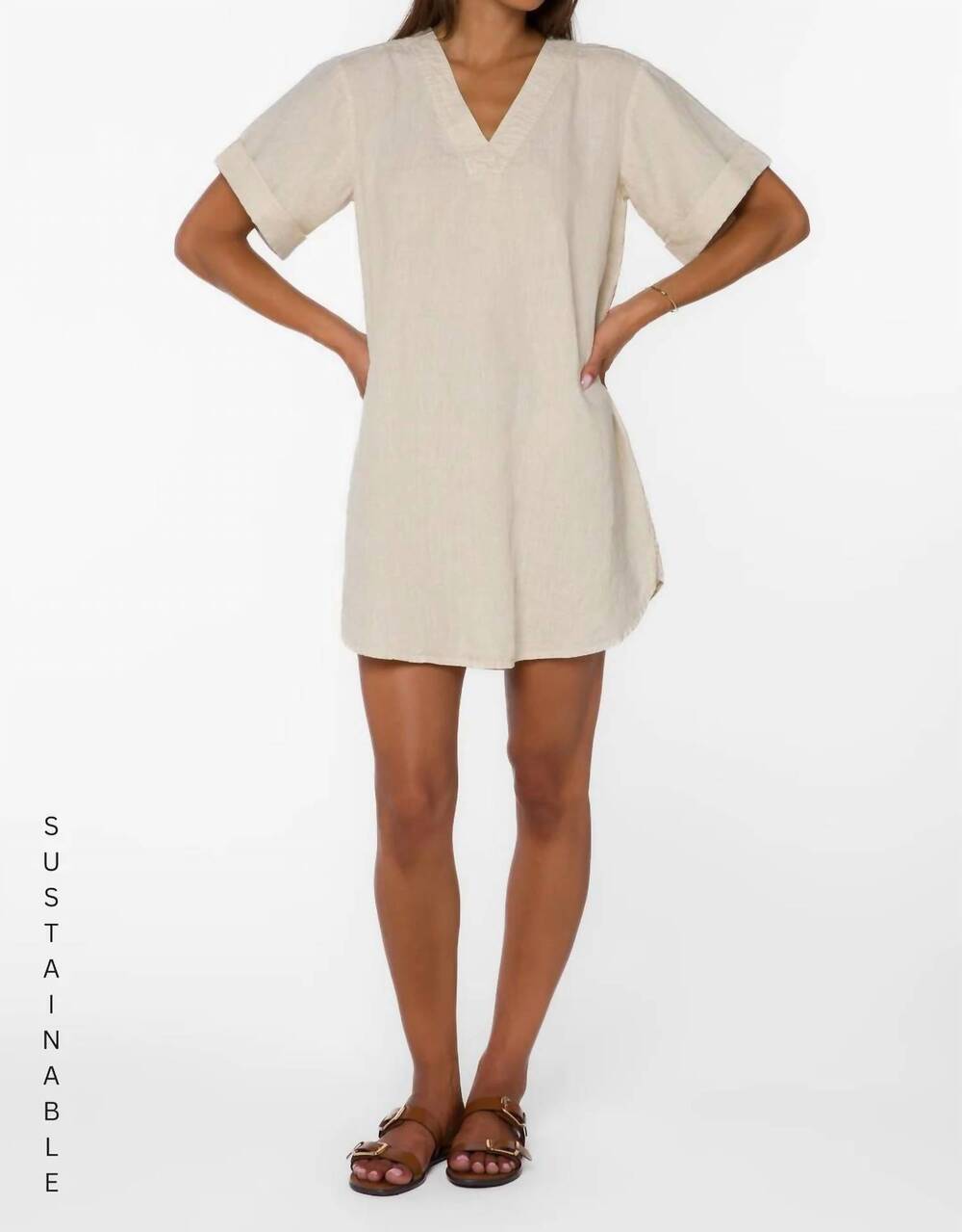 NEW VELVET HEART wilda v neck mini dress in wheat